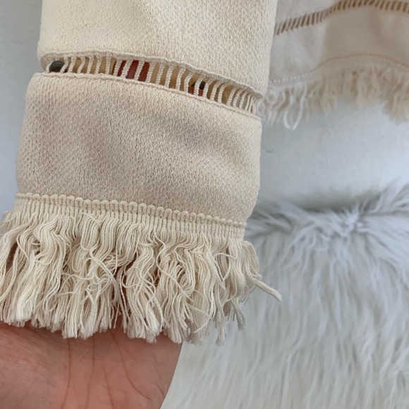 Boho Cream Sweater with Fringe Detail - Picture 7 of 8